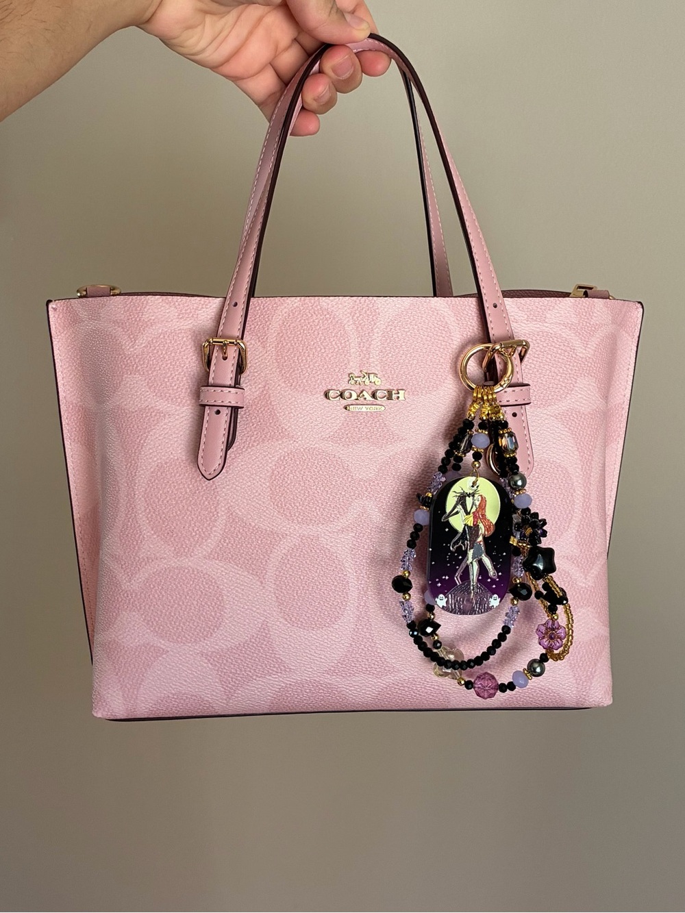 Purple & Black Beaded Nightmare Before Christmas Phone Charm Bag Charm